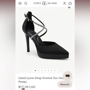 Cost Island GlamCrystal Strap Pointed Toe Heeled Pumps size 6